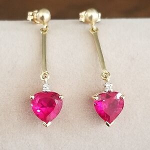 10K Gold Garnet Dangling Earrings